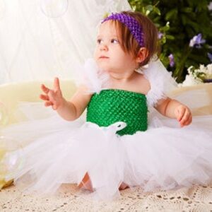 Charming Green and White Kids Formal Dress